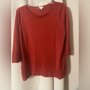 J Jill Linen Blend SZ XL Lightweight Rust Pullover Sweater 3/4 Sleeve Boat Neck